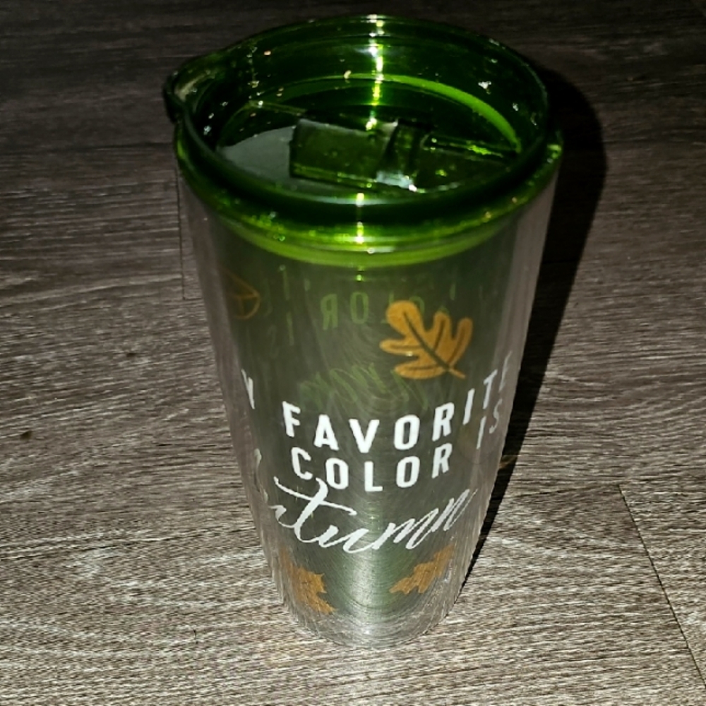 Autumn green and clear tumbler cup. Nwts!